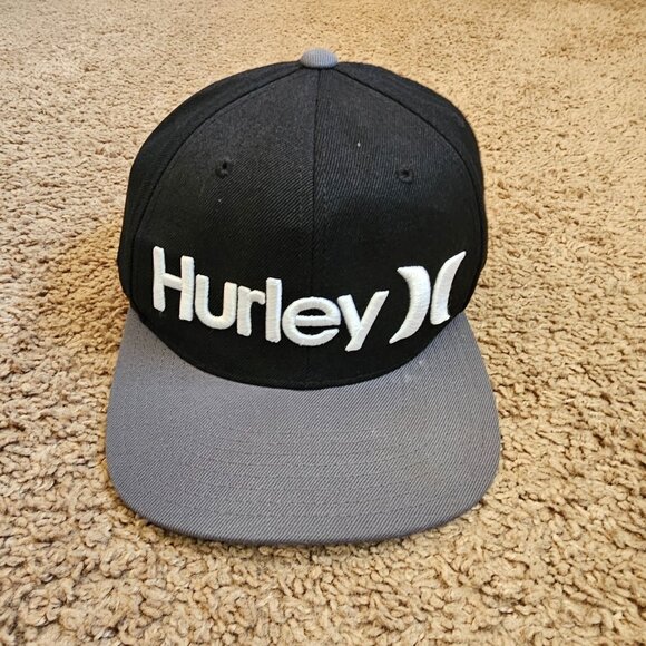Hurley Other - Hurley Snapback Hat Black Gray Cap Wool Blend Yupoong Classics OSFA